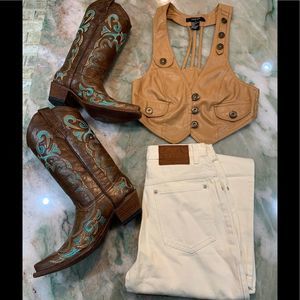 Vtg La Blues High Waisted Ivory/Cream Denim Mom Jeans Sz Vtg 8 Euc